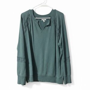 Maurices Teal Lace Accent Sweatshirt